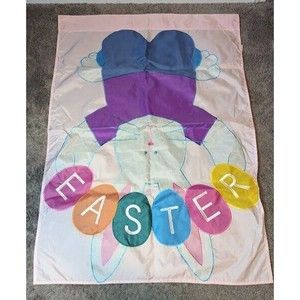 VTG 90's Jetmax Easter Bunny Large House Flag 39" x 27.5"